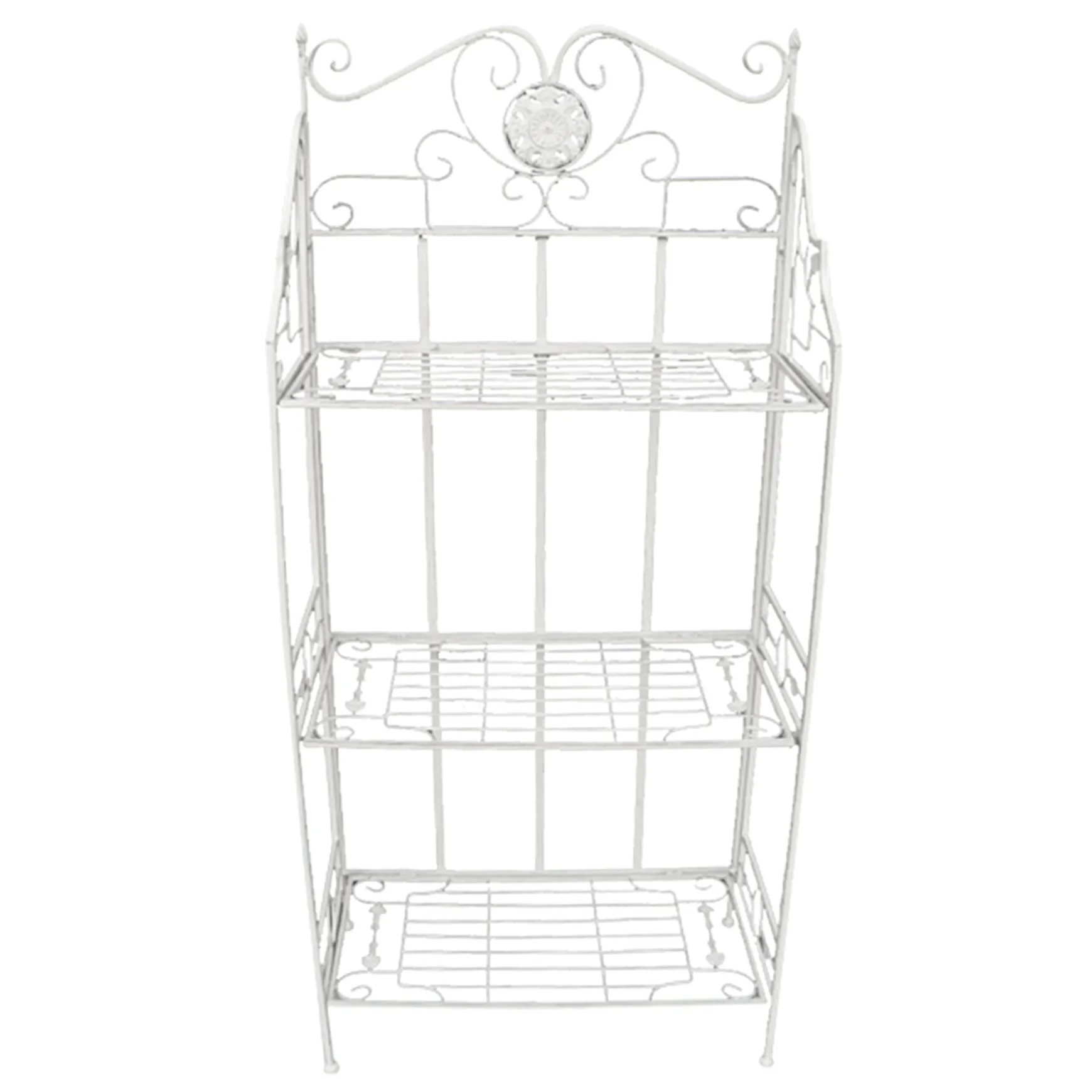 Antique White Metal Baker'S Rack With Folding Shelves, 51 Less Expensive