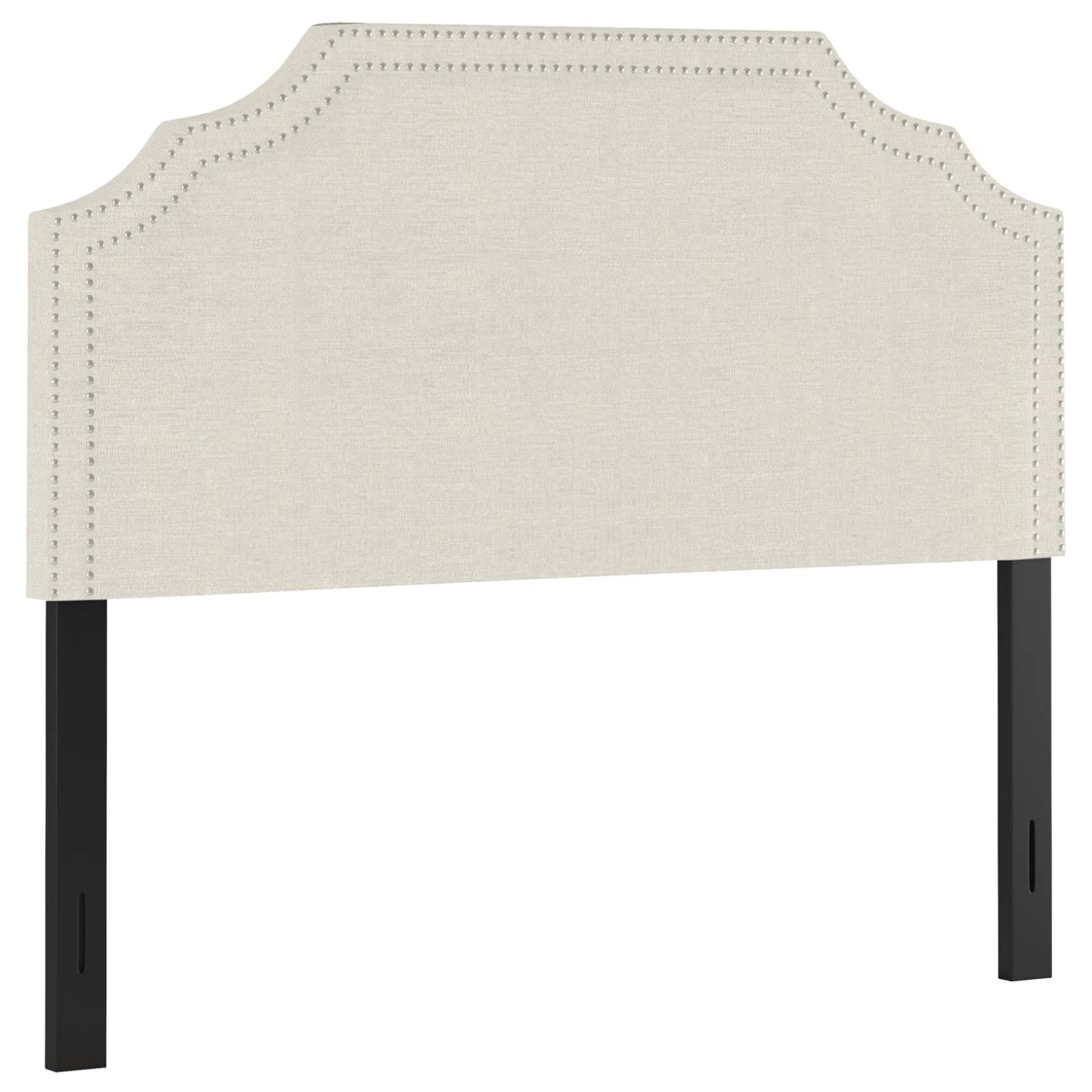 Belize Cream Nail Head Trim Queen Headboard Premium