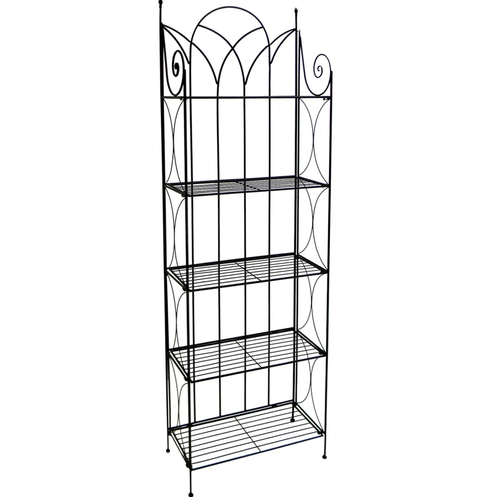 Black 5 Tier Gothic Baker Rack With Metal Wire Shelves Promotion
