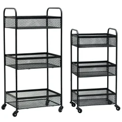 Black 3 Tier Metal Rolling Cart, 29 Good Quality
