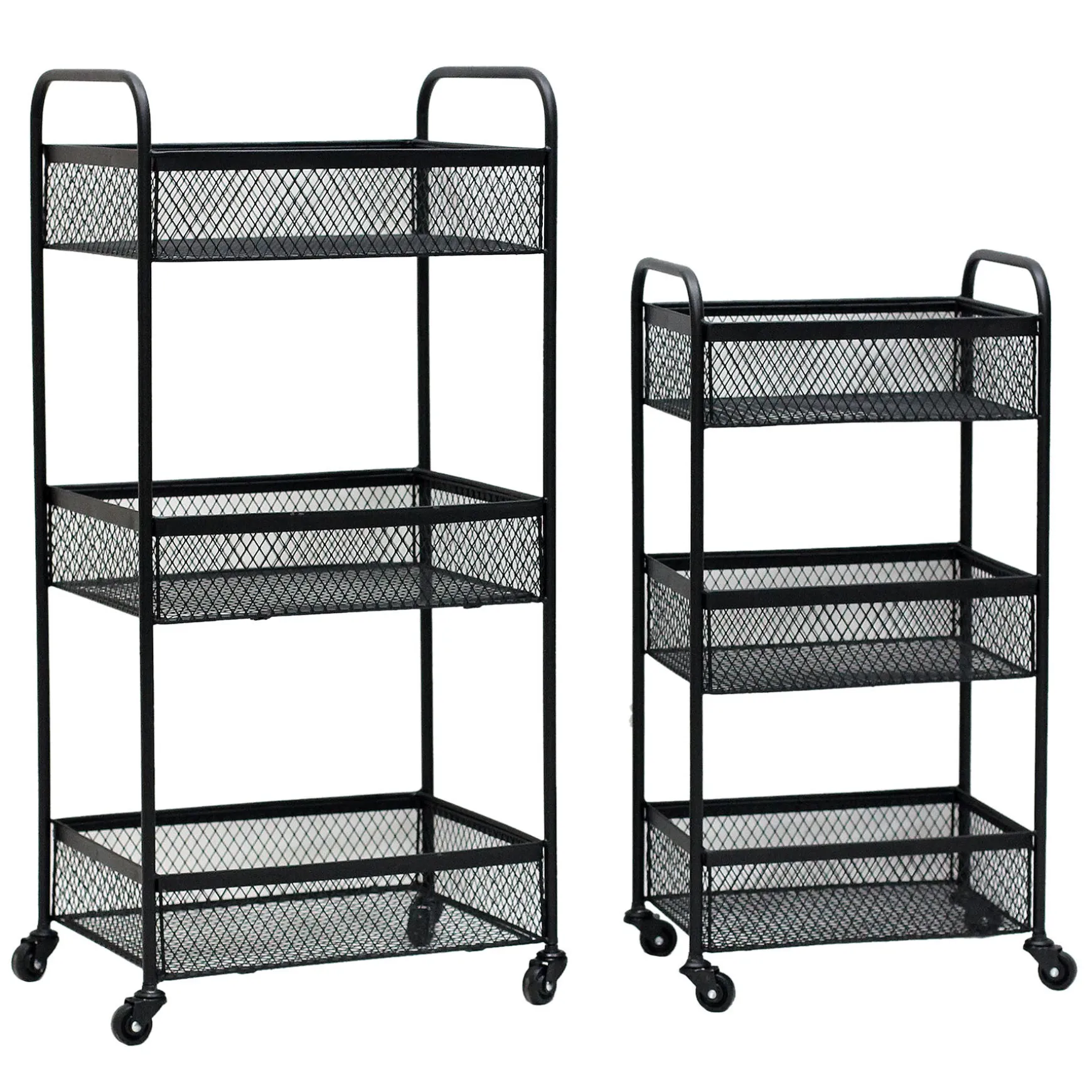 Black 3 Tier Metal Rolling Cart, 29 Good Quality