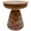 Brown Wooden Pedestal Accent Table, 16 18 Featured