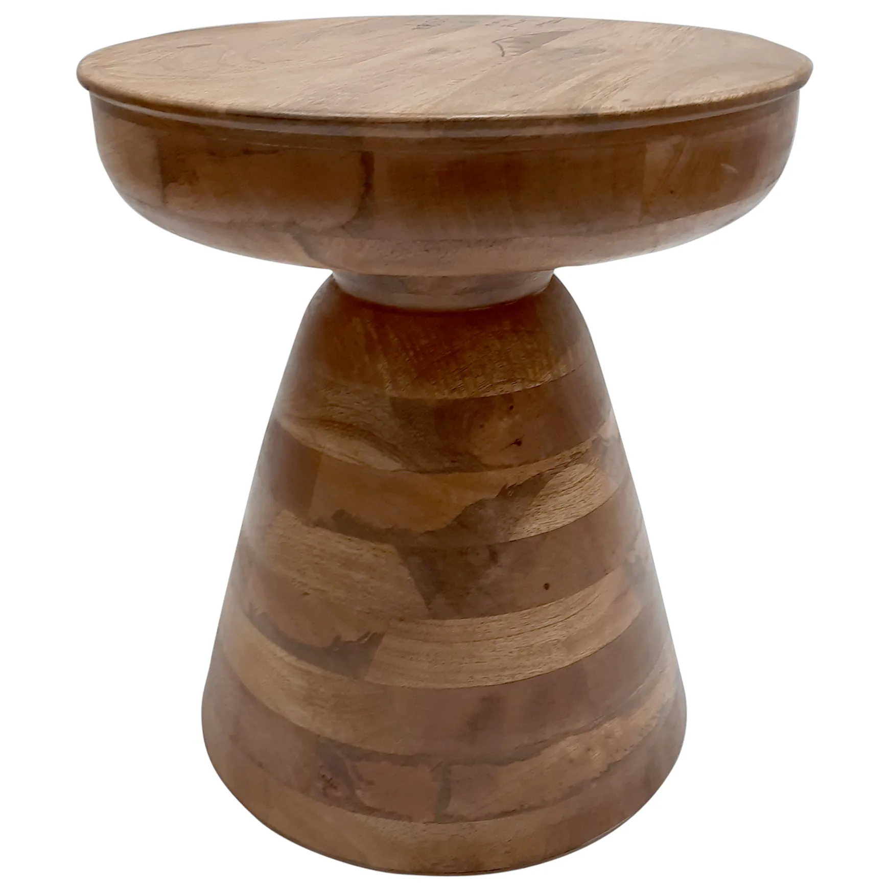 Brown Wooden Pedestal Accent Table, 16 18 Featured