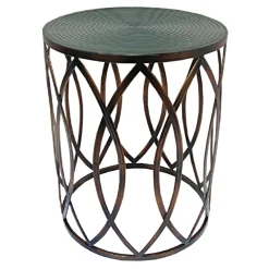 Copper Round Metal Side Table, Large Promotion