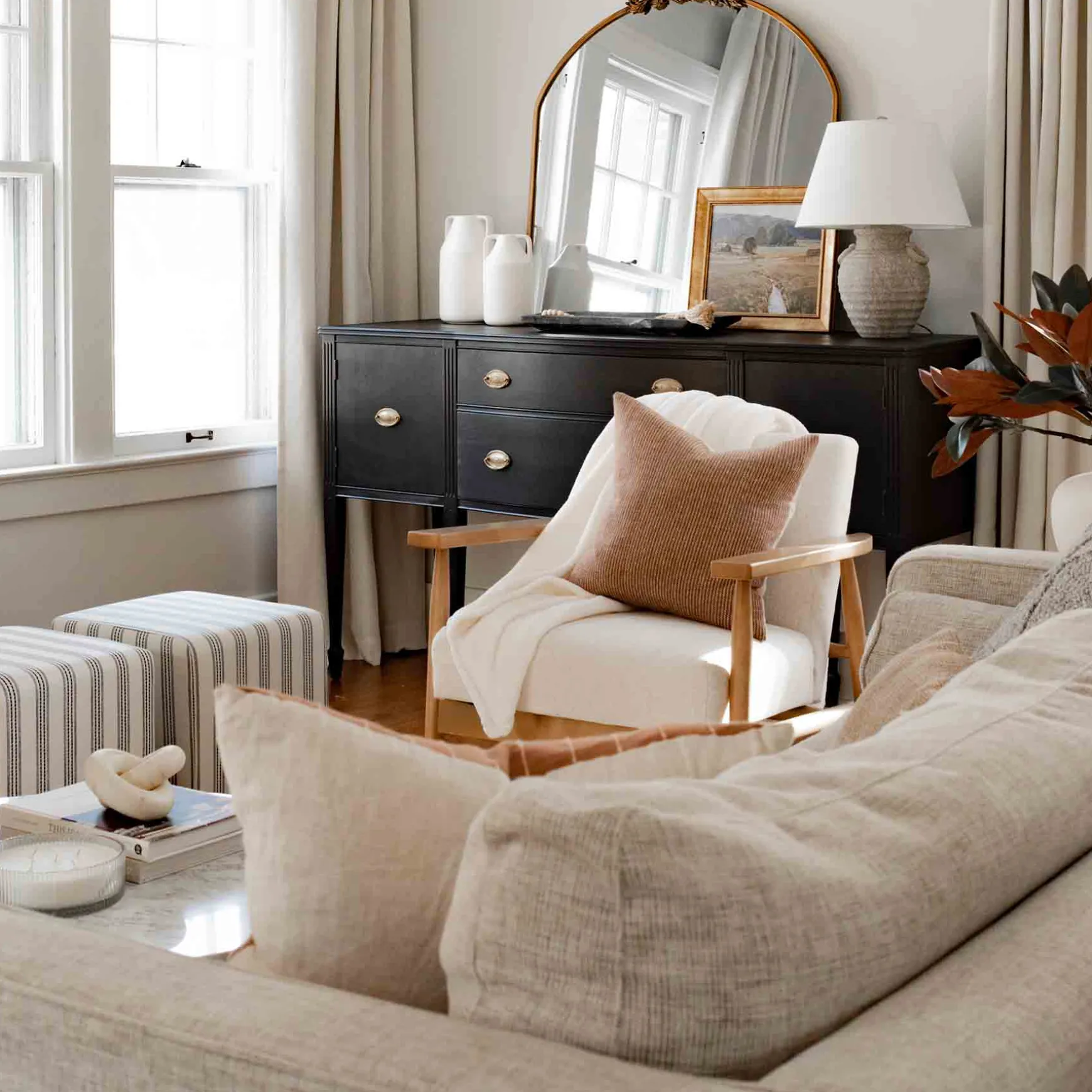 Cottage Thin Striped Ottoman Promotion