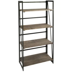 Dakota 4-Tier Black & Brown Industrial Modern Bookshelf, 49 Low Price