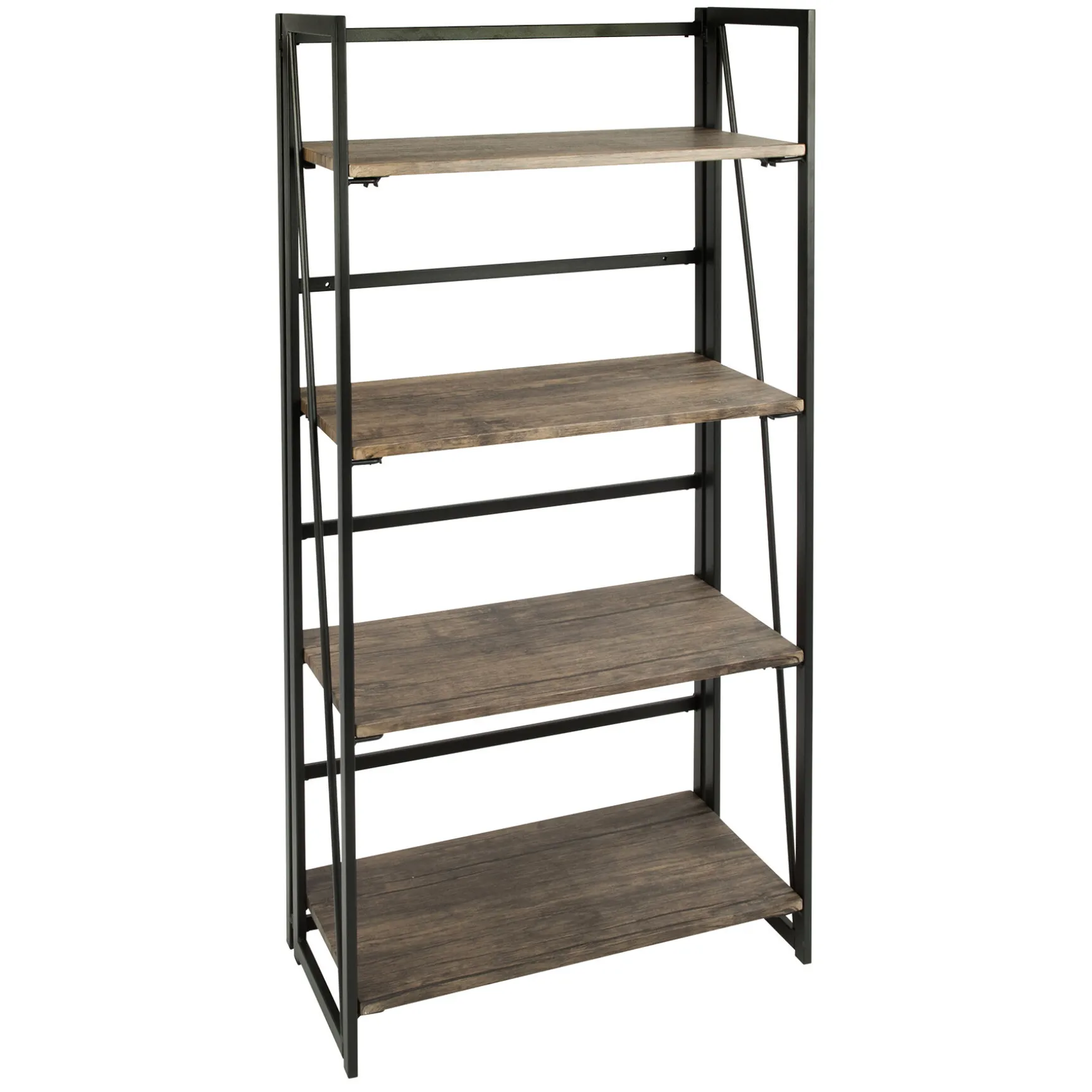 Dakota 4-Tier Black & Brown Industrial Modern Bookshelf, 49 Low Price