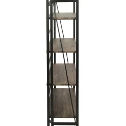 Dakota 4-Tier Black & Brown Industrial Modern Bookshelf, 49 Low Price