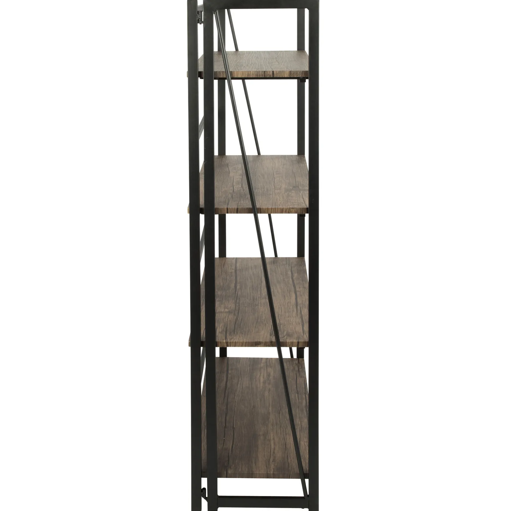 Dakota 4-Tier Black & Brown Industrial Modern Bookshelf, 49 Low Price