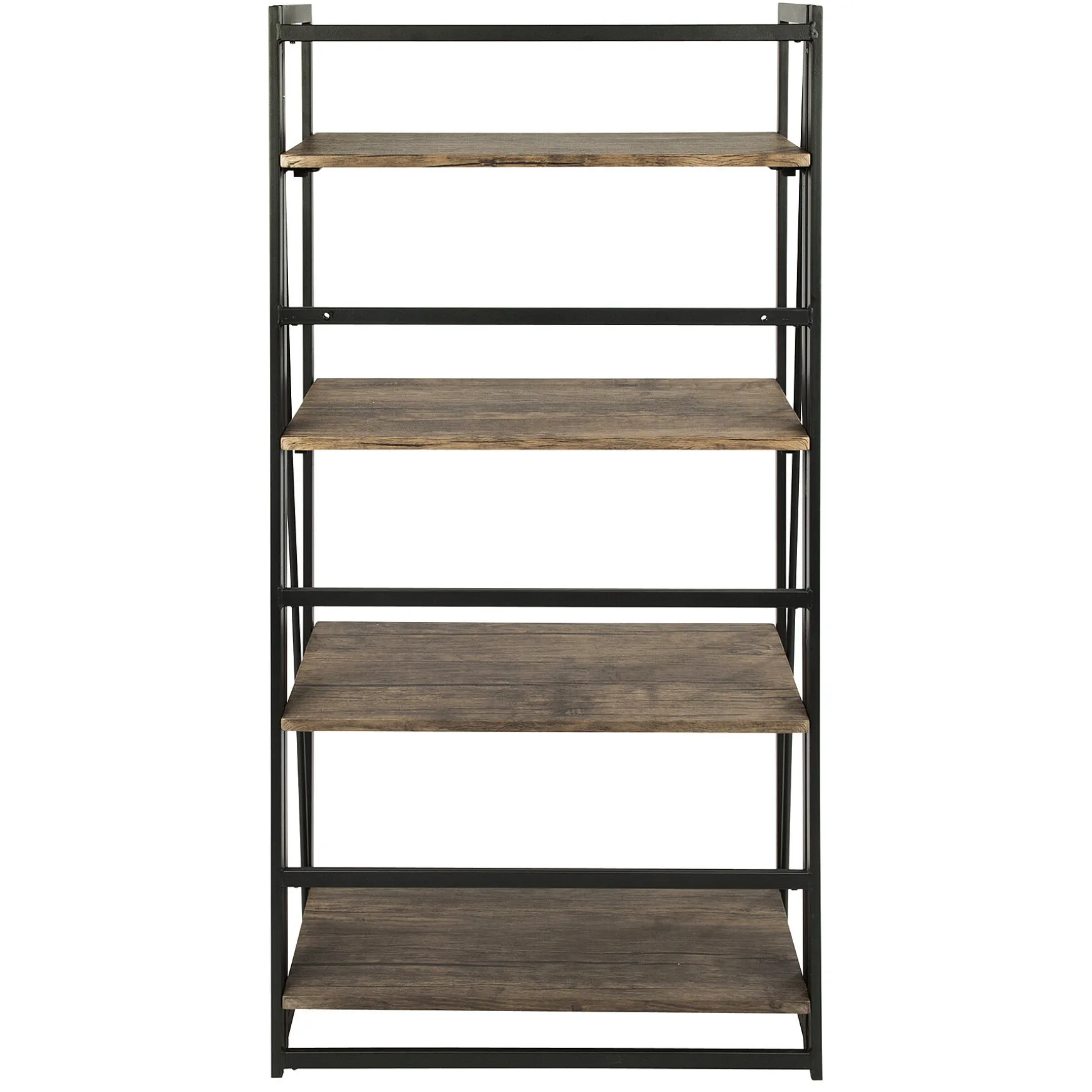 Dakota 4-Tier Black & Brown Industrial Modern Bookshelf, 49 Low Price