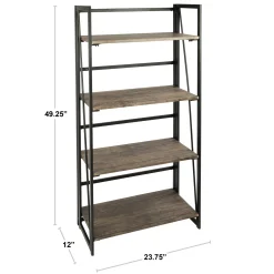 Dakota 4-Tier Black & Brown Industrial Modern Bookshelf, 49 Low Price