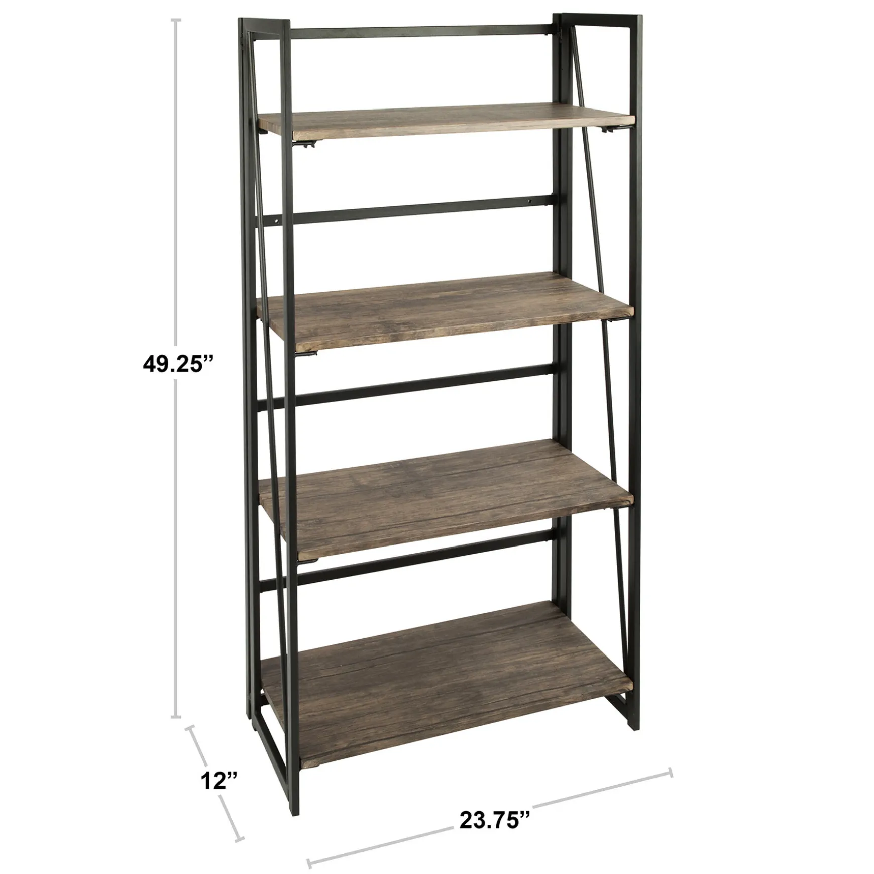 Dakota 4-Tier Black & Brown Industrial Modern Bookshelf, 49 Low Price