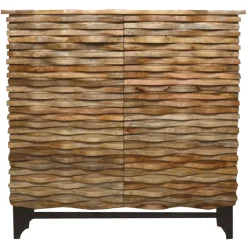 2-Door Wave Wood Carved Cabinet Clearance