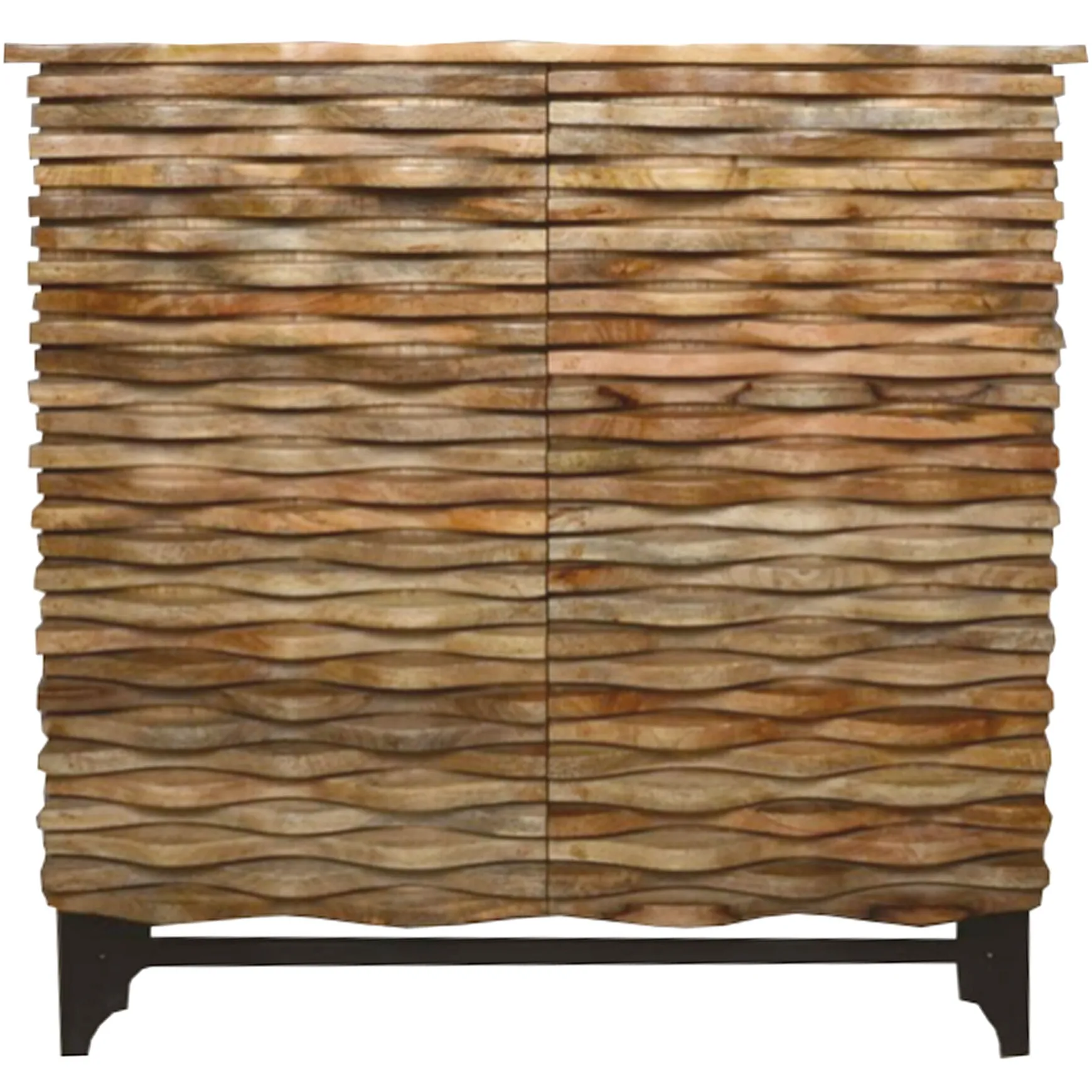 2-Door Wave Wood Carved Cabinet Clearance