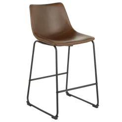 Drake Espresso Faux Leather Modern Industrial Barstool, 30 Flash Sale