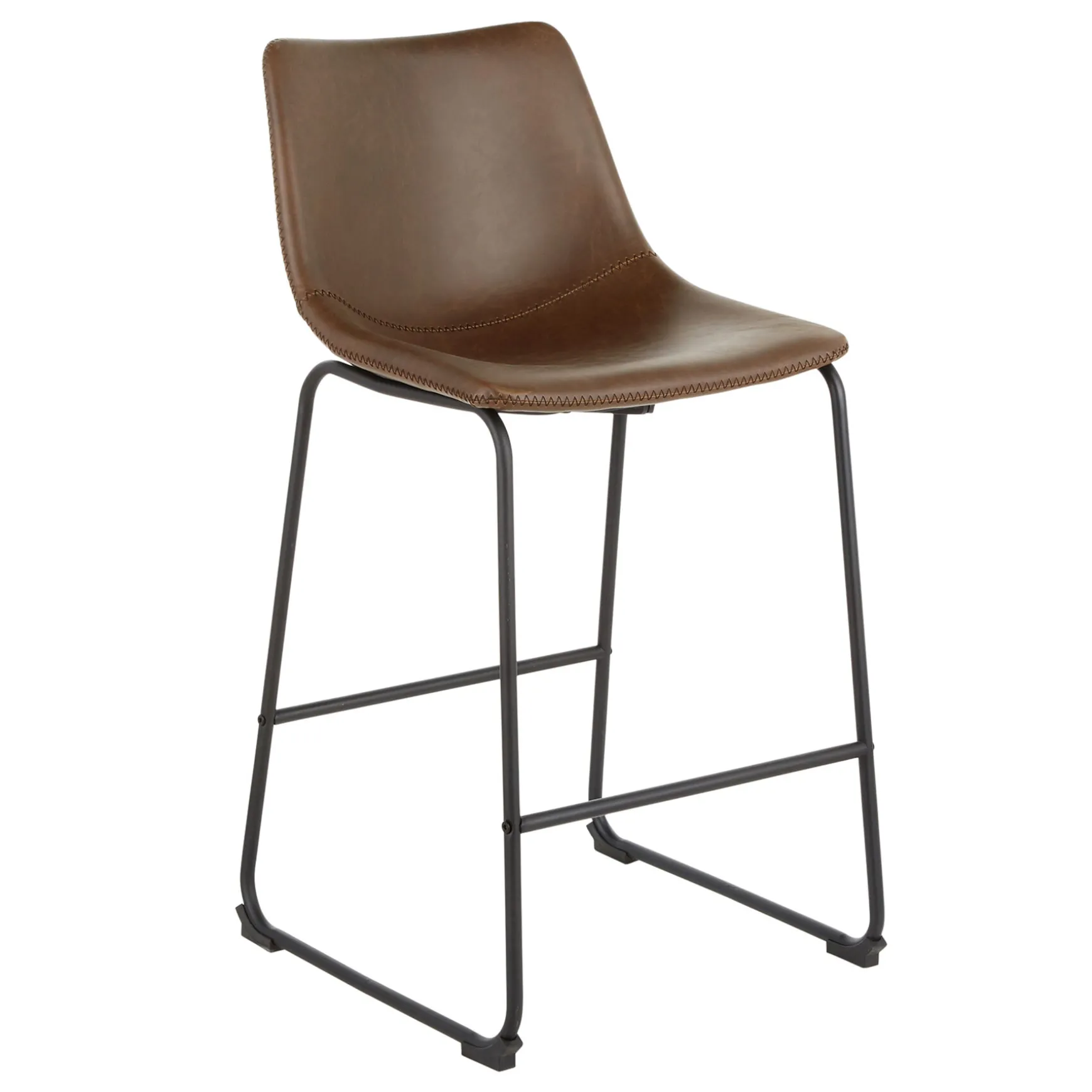 Drake Espresso Faux Leather Modern Industrial Barstool, 30 Flash Sale