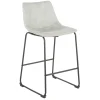 Drake Modern Faux Leather Industrial Barstool, Light Grey Fashion