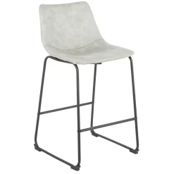 Drake Modern Faux Leather Industrial Barstool, Light Grey Fashion