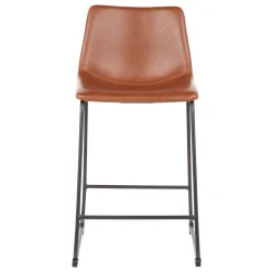 Drake Modern Faux Leather Industrial Barstool, Cognac Promotion