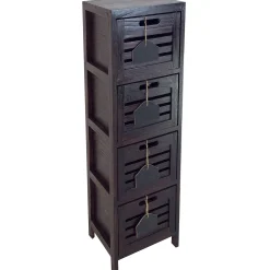 4-Drawer Grey Wooden Cabinet, Medium Flash Sale