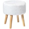 Emmy White Faux Fur Wood Leg Ottoman Good Quality