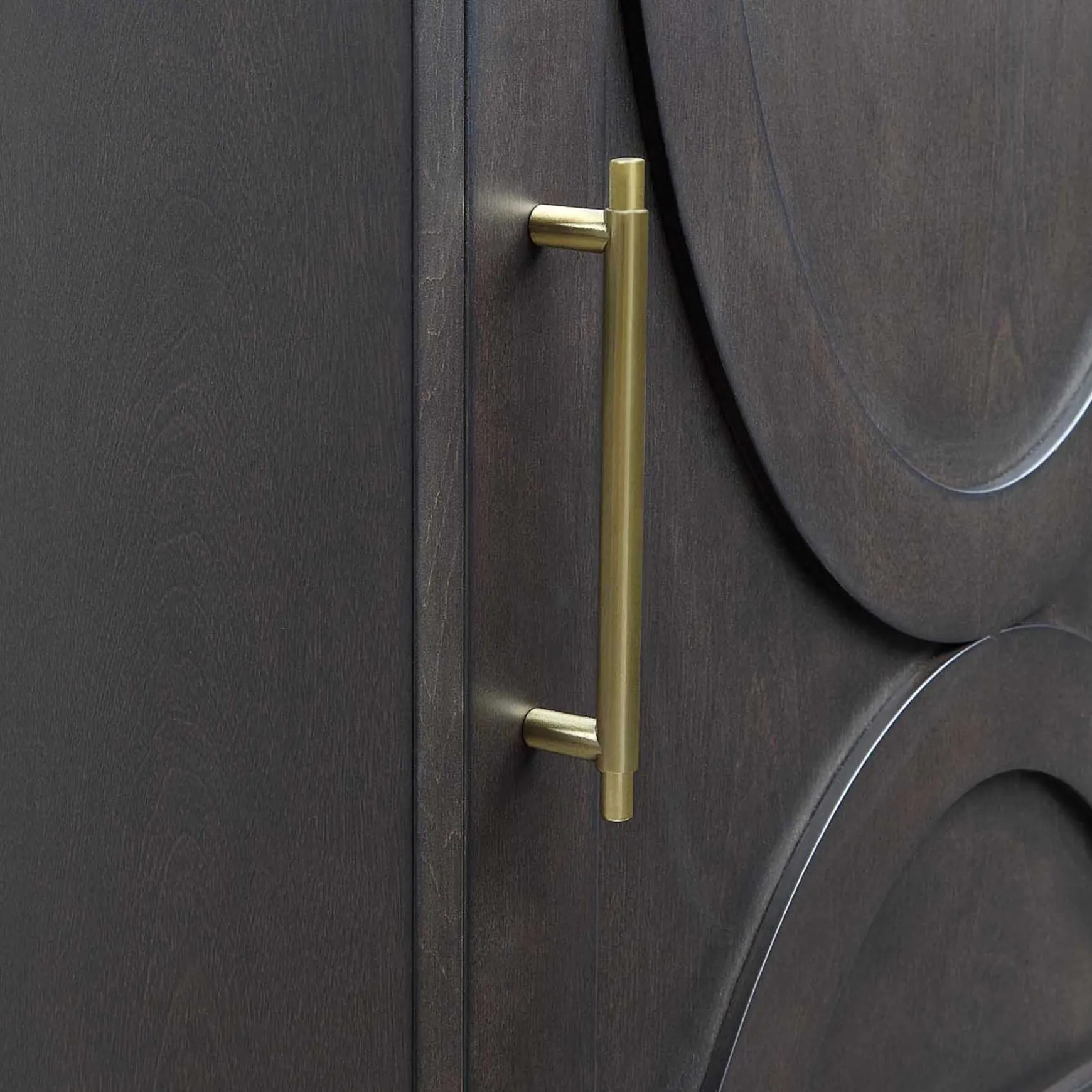 Ezra Dark Brown Cabinet With Gold Handle Promotion