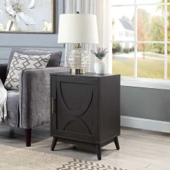 Ezra Dark Brown Cabinet With Gold Handle Promotion