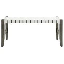 Faux Leather Ivory Strap Bench Opening Sales