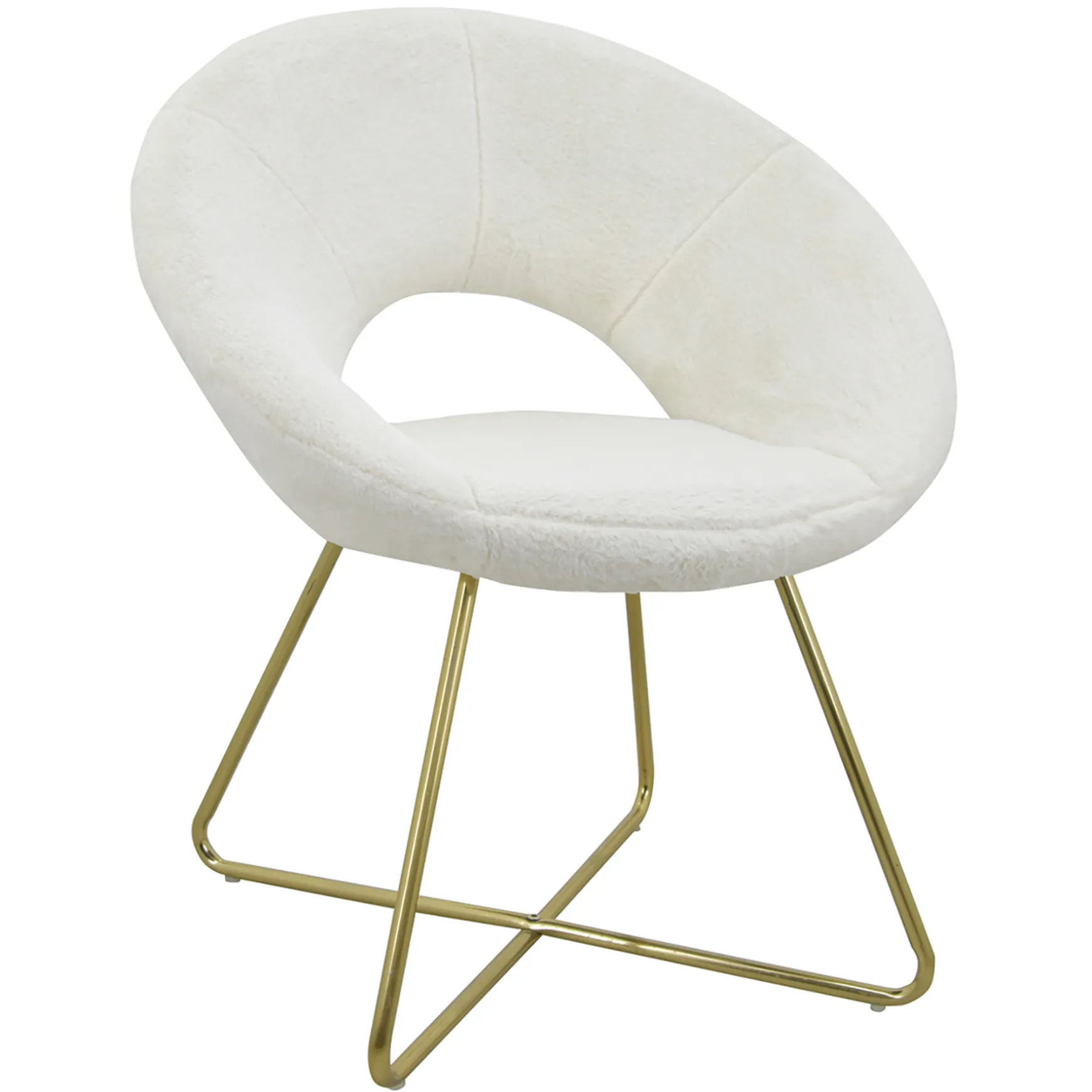 Felicity Faux Fur Accent Chair Cream Gift Selection