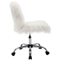 Fiona White Faux Fur Adjustable Office Chair Low Price