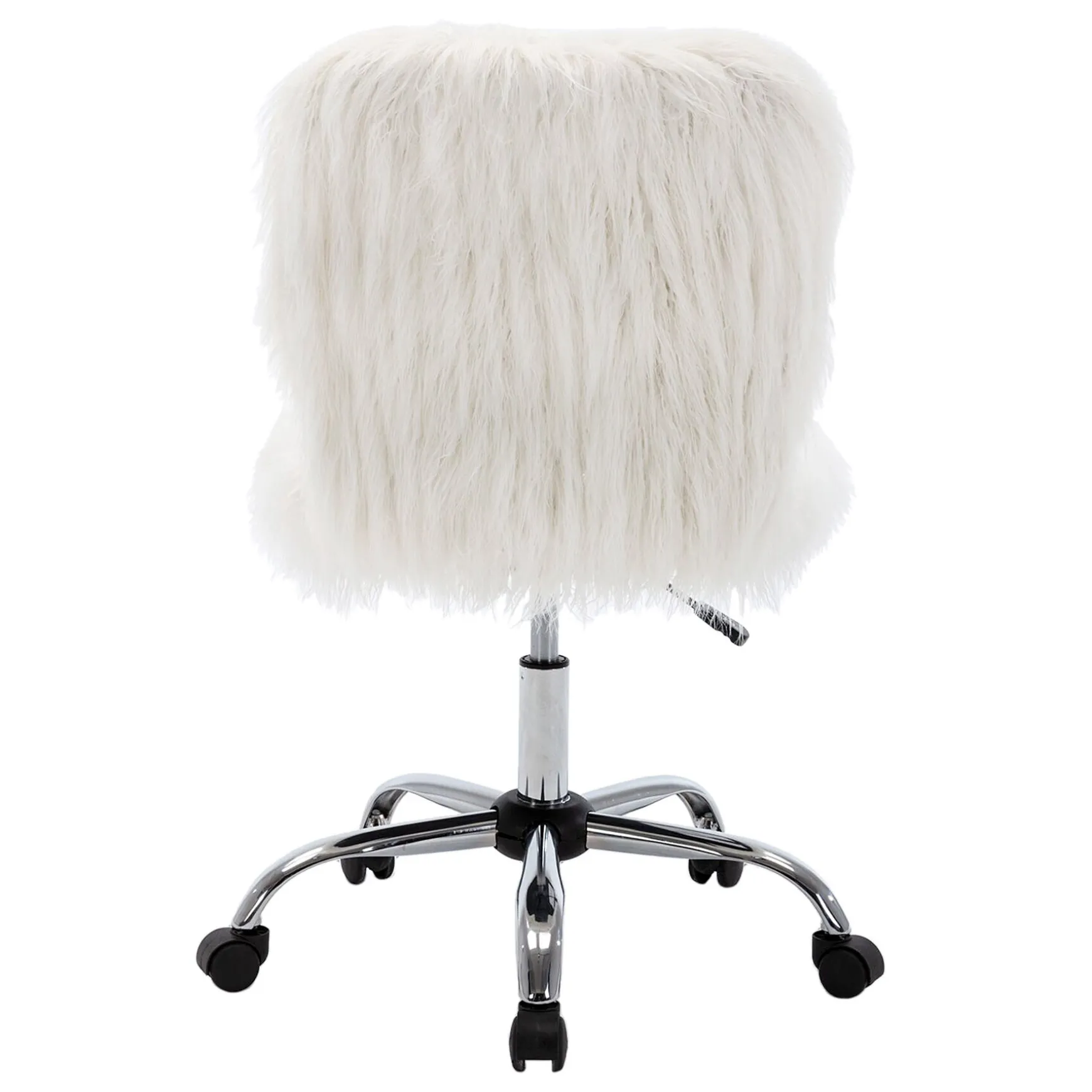 Fiona White Faux Fur Adjustable Office Chair Low Price
