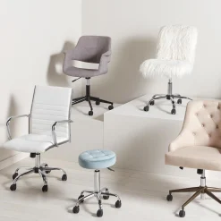 Fiona White Faux Fur Adjustable Office Chair Low Price