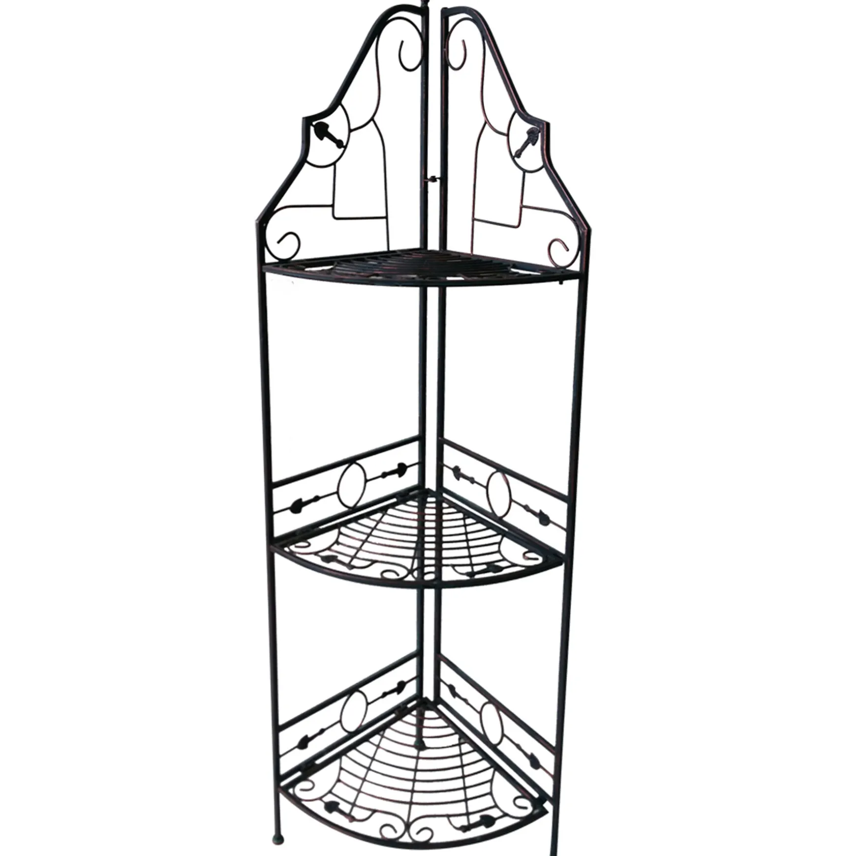 Gold & Black Scrolled Metal Folding Corner Shelf Rack, 51.5 Online Discount