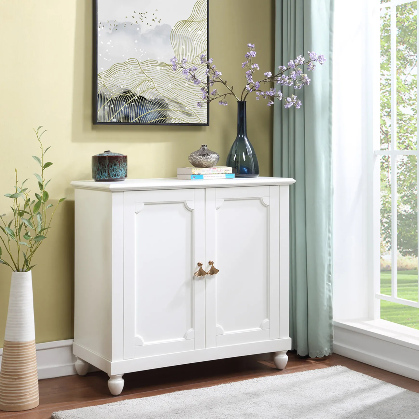 Grace Mitchell Asbury White 2-Door Cabinet Premium
