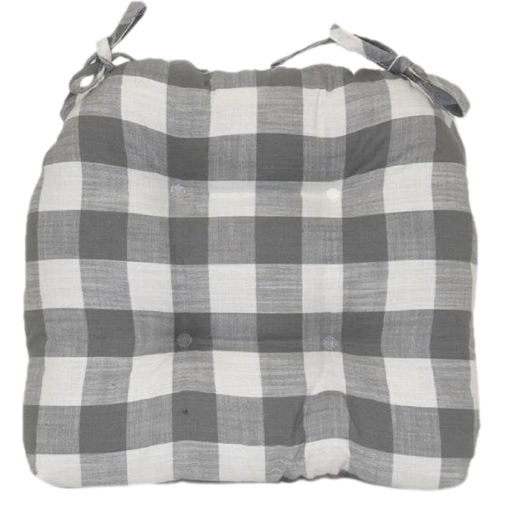 Grey Cotton Buffalo Check Chair Pad Cheaper