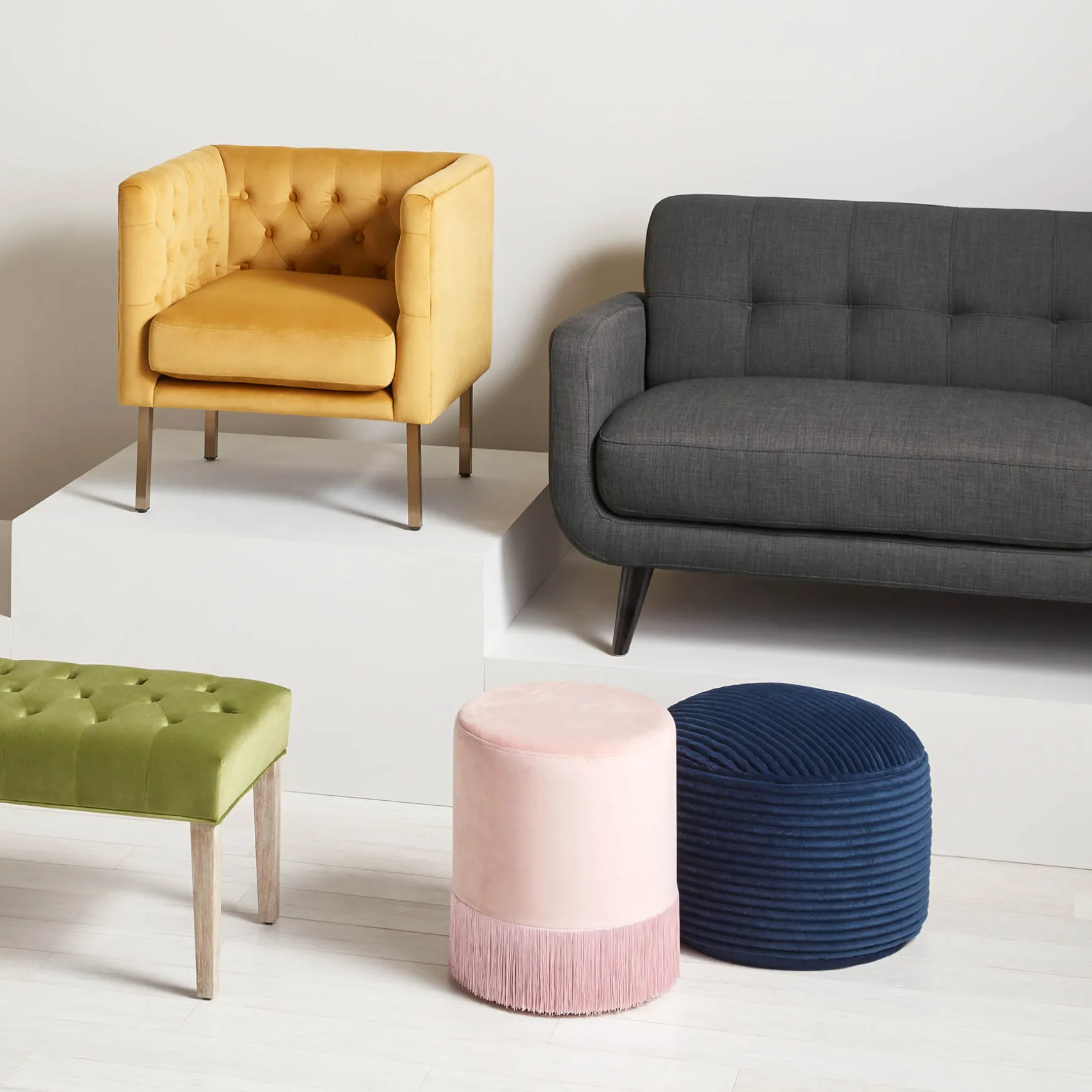 Hadley Tufted Back Sofa, Charcoal Grey Opening Sales