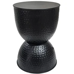 Hammered Metal Accent Table, Black Low Price