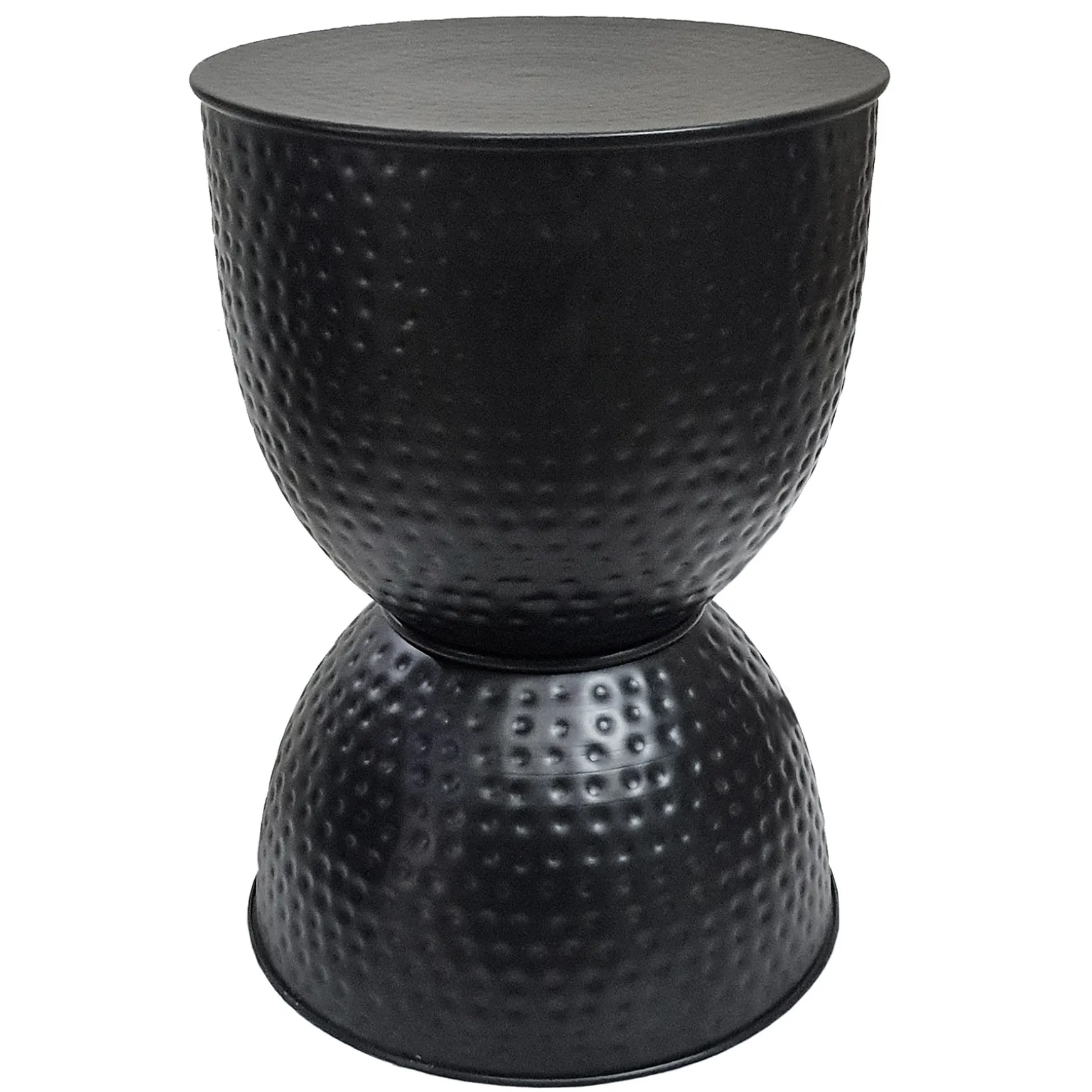 Hammered Metal Accent Table, Black Low Price