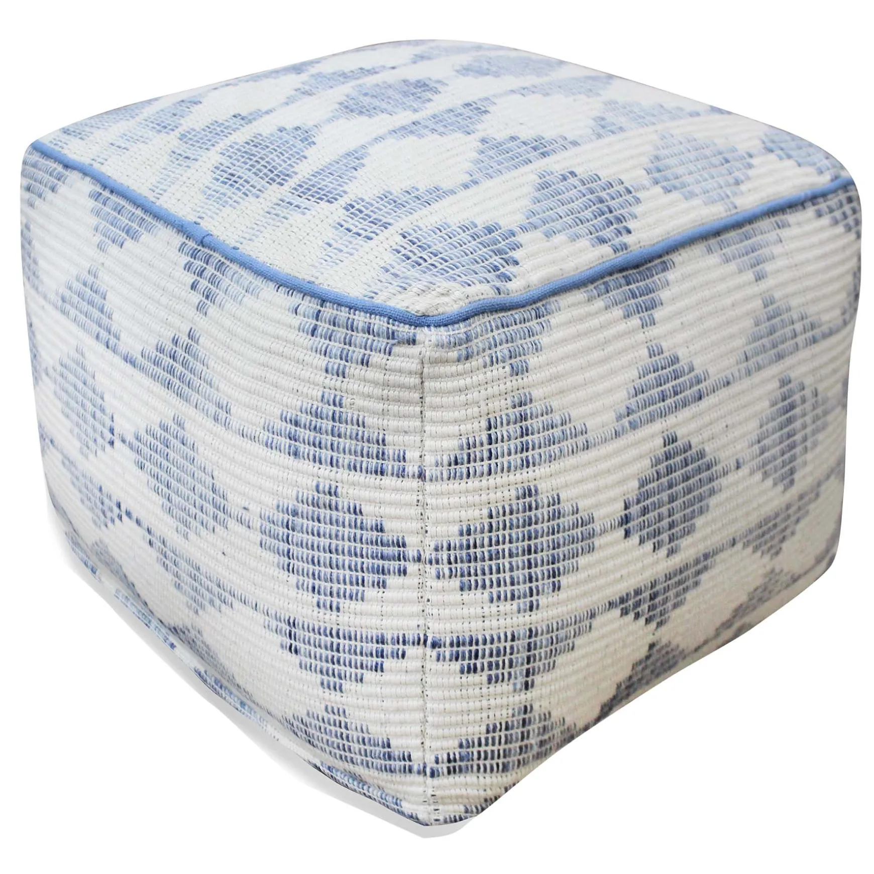 Honeybloom Diana Blue & White Diamond Patterned Pouf Promotion