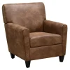 Honeybloom Dylan Brown Faux Leather Arm Chair Flash Sale