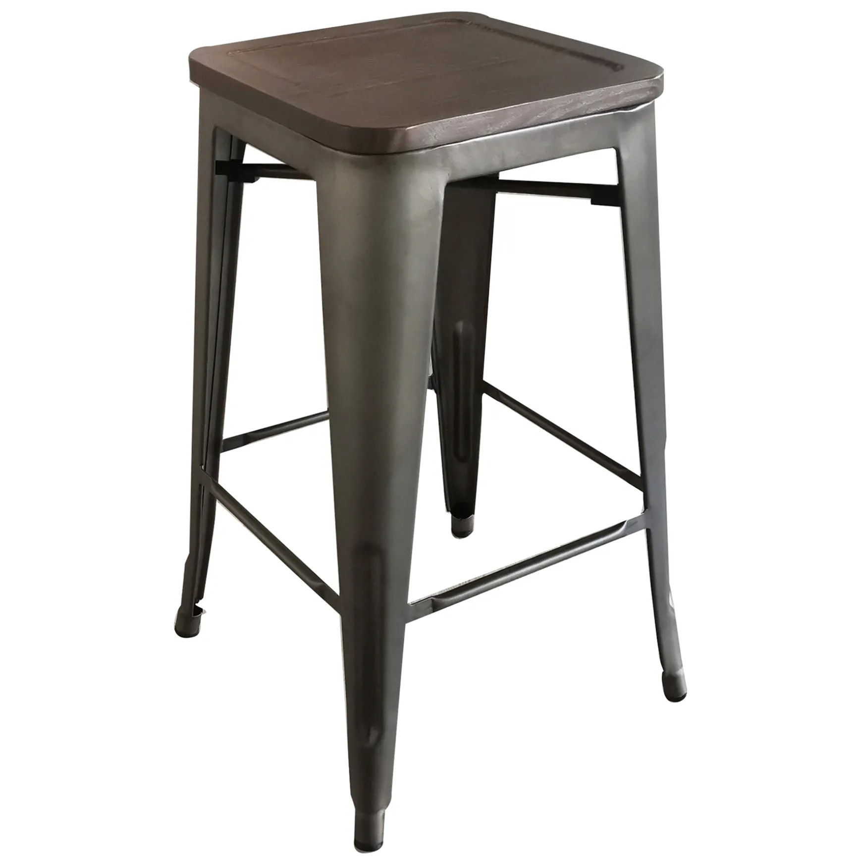 Honeybloom Ennis Metal Barstool With Wooden Seat, 29 Featured