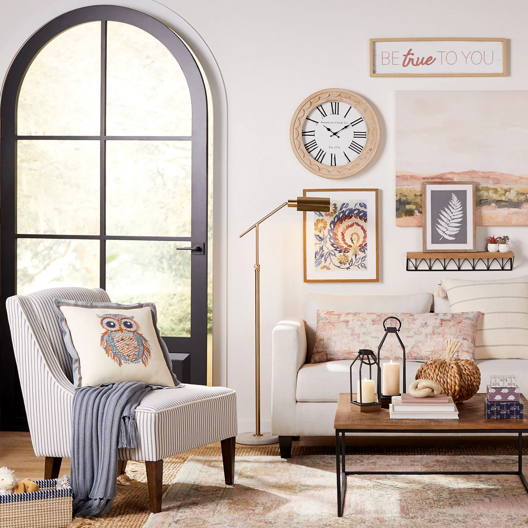 Honeybloom Kayson Blue Striped Accent Chair Promotion