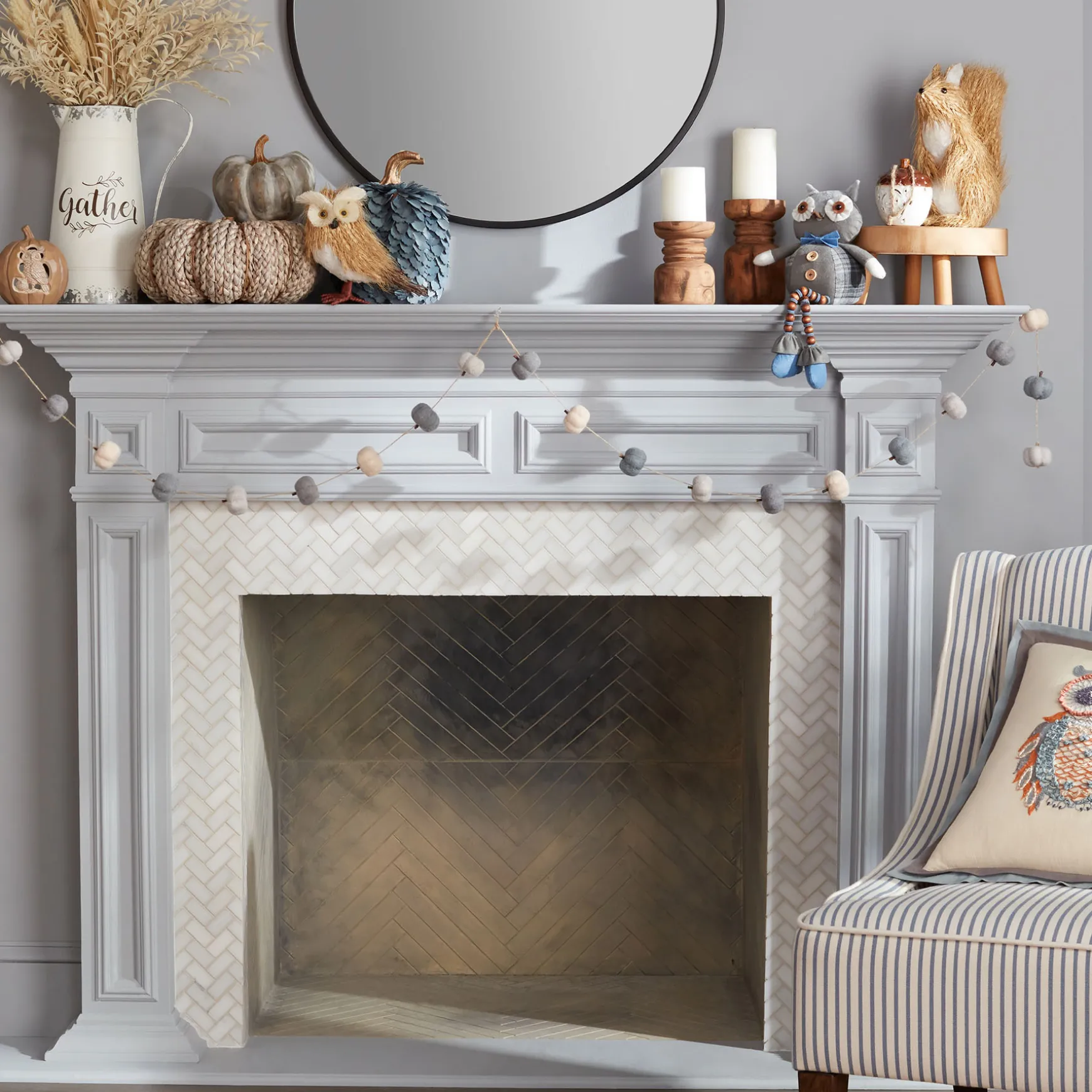 Honeybloom Kayson Blue Striped Accent Chair Promotion