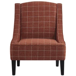 Honeybloom Kayson Paprika Plaid Accent Chair Low Price