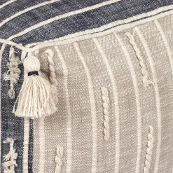 Honeybloom Nora Blue Woven Embroidered Pouf, 18 Promotion