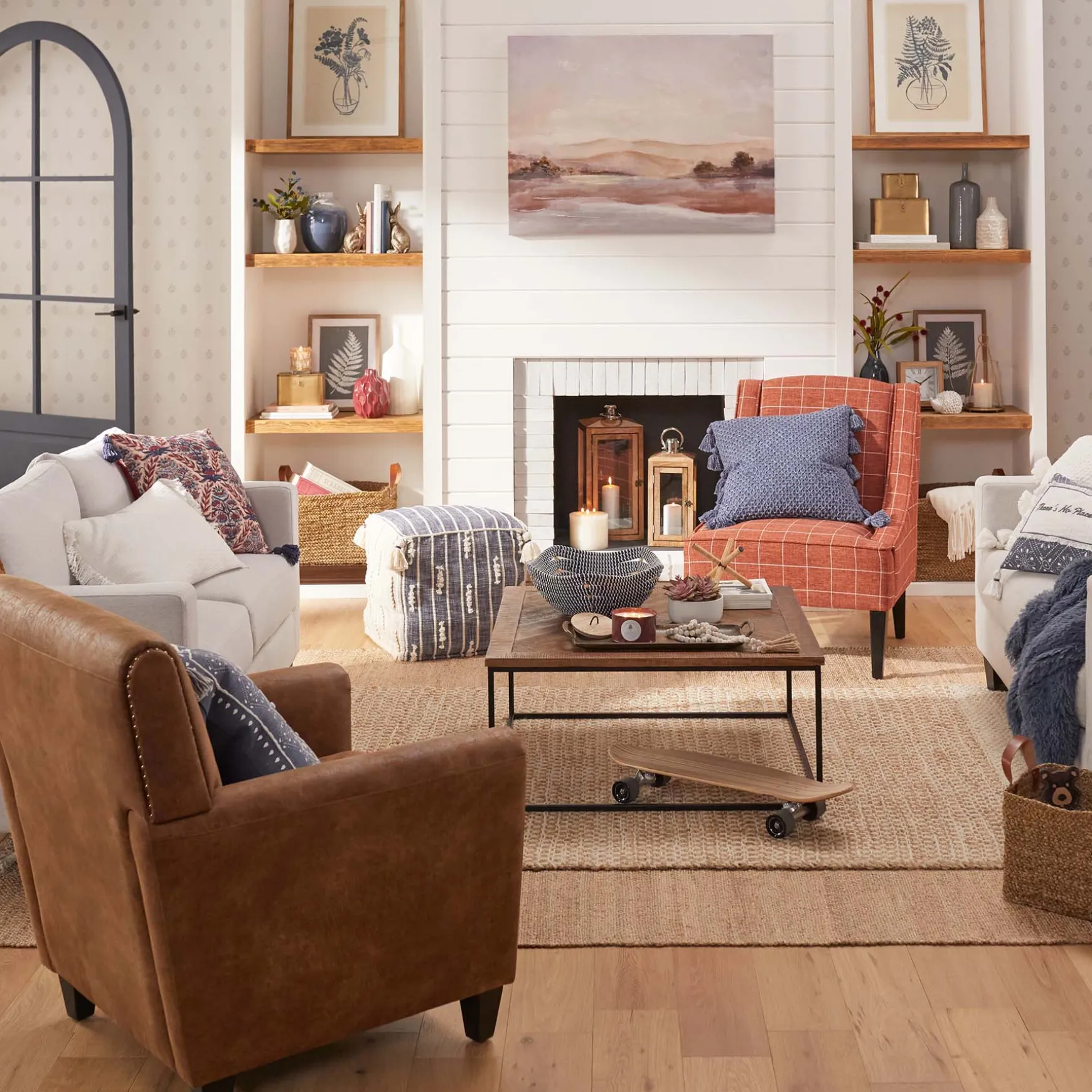 Honeybloom Nora Blue Woven Embroidered Pouf, 18 Promotion