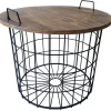 Honeybloom Round Wire Basket Table With Removable Wood Top Discount