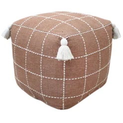 Honeybloom Shiva Brown Woven Pouf Flash Sale