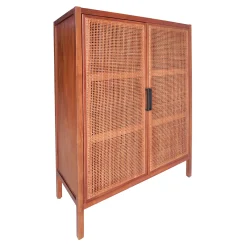 Honeybloom Wood Rattan Door Cabinet Premium