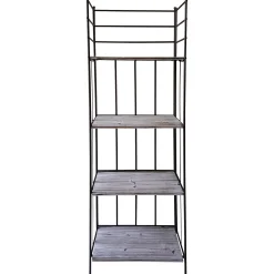 63In. Metal Baker Rack With Folding Wood Top Shelves Featured